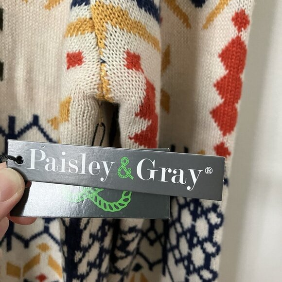 NWT Paisley & Gray Sweater Womens XL Knit Geometric Pullover Mock Neck L/S - Picture 3 of 11